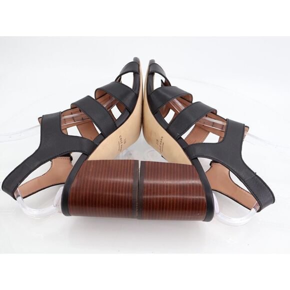 Cole Haan Womens Josie Fisherman Sandals Black Leather Caged Block Heel 11B - Picture 6 of 11